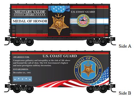 Micro-Trains 40' HyCube Boxcar - Ready to Run -- Coast GuardMilitary Valor Award Car - 489-10100764