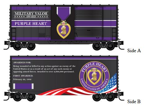 Micro-Trains 40' HyCube Boxcar - Ready to Run -- Purple Heart Military Valor Award Car - 489-10100766