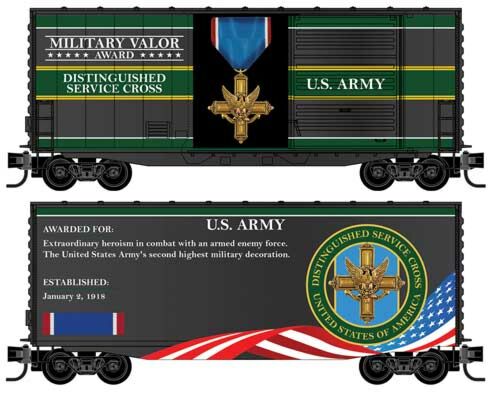 Micro-Trains Modified P-S 40' Hy-Cube Boxcar - Ready to Run - Military Valor Award Car -- Army Distinguished Service Cross: U.S. Army - 489-10100769