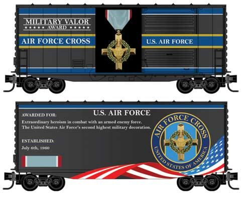 Micro-Trains Modified P-S 40' Hy-Cube Boxcar - Ready to Run - Military Valor Award Car -- Air Force Cross: U.S. Air Force - 489-10100772
