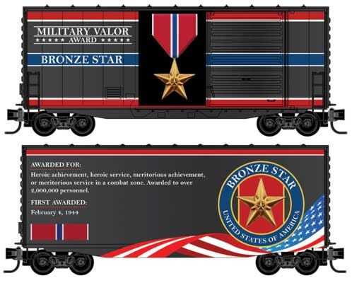 Micro-Trains Modified P-S 40' Hy-Cube Boxcar - Ready to Run - Military Valor Award Car -- Bronze Star - 489-10100773