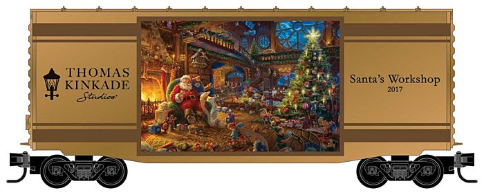 Micro-Trains N 60' BOX CAR EXCESS HEIGHT RIVET SIDE MODIFIED OFFSET WINDOW SANTA'S WORKSHOP 2017 - 489-10100832