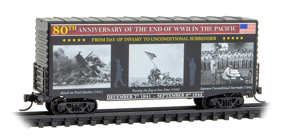 Micro-Trains 101 00 840 N 40' Hi-Cube Boxcar with Picture Panel - Ready to Run -- End of WWII in the Pacific