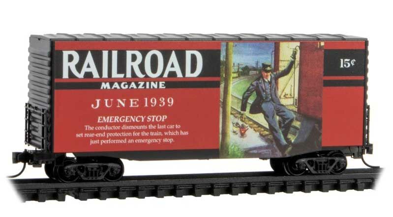 Micro-Trains Modified Pullman-Standard 40' Hy-Cube Boxcar - Ready to Run -- Railroad Magazine, June 1939 (red, black; Years Gone By #4) - 489-10100883