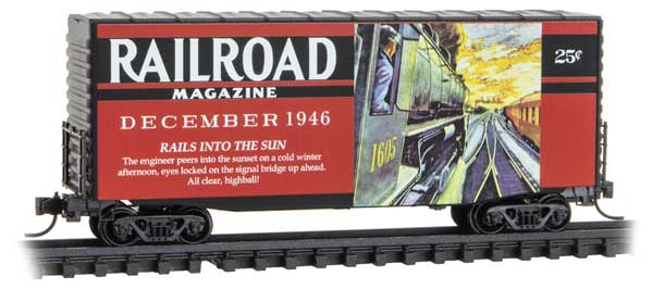 Micro-Trains Modified Pullman-Standard 40' Hy-Cube Boxcar - Ready to Run -- Railroad Magazine, December 1936 Rails Into The Sun (Year Gone #10 - 489-10100889