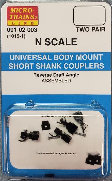 Micro-Trains N Scale #1015 Couplers - Assembled -- 2 Pair