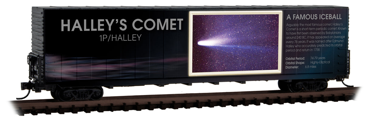 Micro-Trains 60' Excess-Height Double-Door Boxcar Lighted - Ready to Run -- Halley's Comet (Solar System Series) - 489-10200842