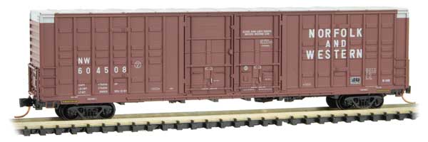 Micro-Trains Berwick 60' Excess-Height Waffle-Side Double Plug-Door Boxcar - Ready to Run -- Norfolk & Western 604508 (Boxcar Red) - 489-10300140