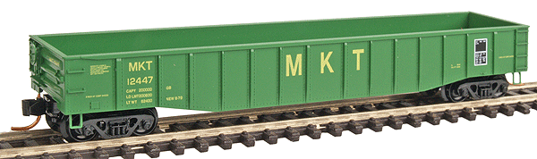 Micro-Trains 50' Steel Side 15-Panel Fixed End Gondola -- Missouri-Kansas-Texas #12447 (Whitman Green, white lettering) - 489-10500590