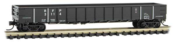 Micro-Trains 50' Steel Side 14-Panel Gondola, Fixed Ends, Straight Sides - Ready to Run -- Richmond, Fredericksburg & Potomac 3114 (black, white stripes) - 489-10500770