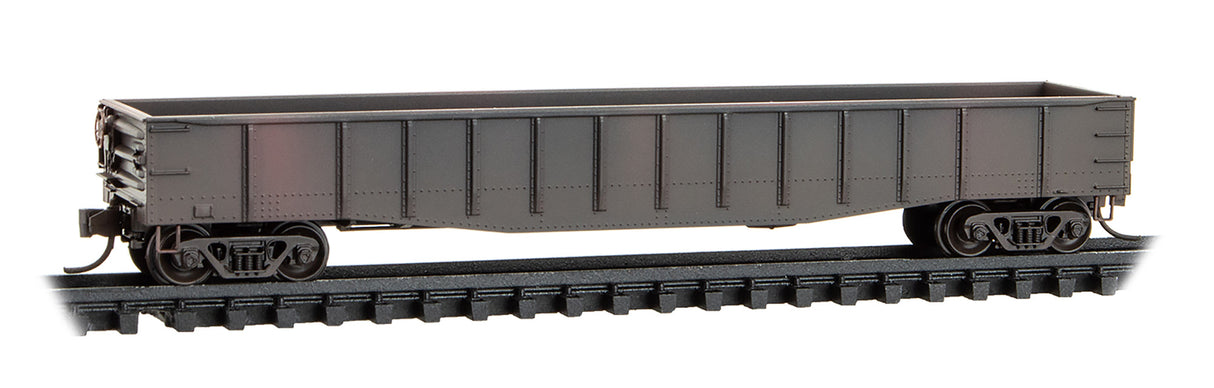 Micro-Trains N 50' 15-Panel Fixed-End Gondola - Ready to Run -- Painted, Unlettered (Weathered, black)