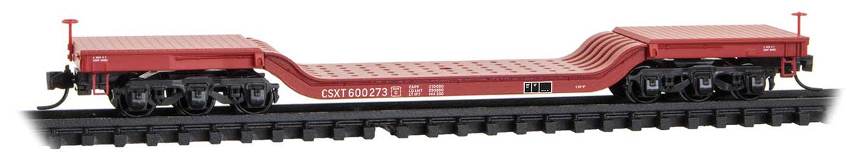 Micro-Trains Heavyweight 6-Axle Depressed-Center Flatcar - Ready to Run -- CSX #600273 (red) - 489-10900180