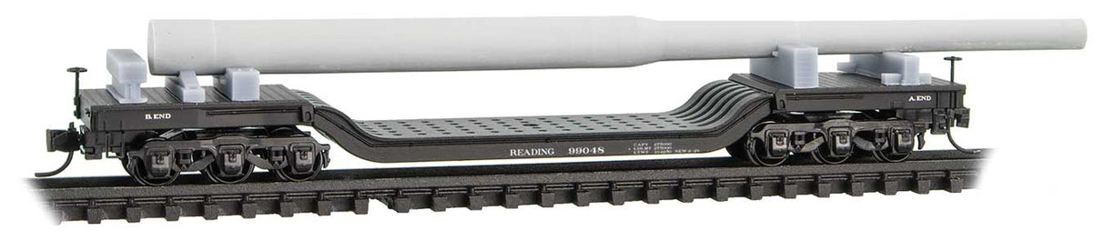 Micro-Trains Heavyweight 6-Axle Depressed-Center Flatcar w/Battleship Gun Load - Ready to R -- Reading #99048 (black) - 489-10900190