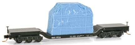 Micro-Trains Heavyweight 6-Axle Depressed-Center Flatcar - Ready to Run -- With Covered Equipment Load Baltimore & Ohio #9936 (black) - 489-10900210