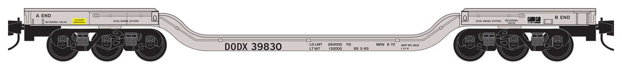 Heavyweight 6-Axle Depressed-Center Flatcar - Ready to Run -- TTX QTTX #130529 (Grey, black)