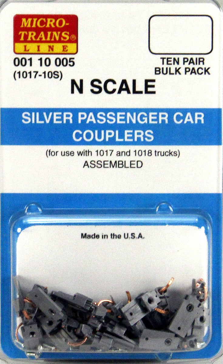 Micro-Trains 001 10 005 N 1017-2 Coupler - Assembled -- Silver 10 Pair