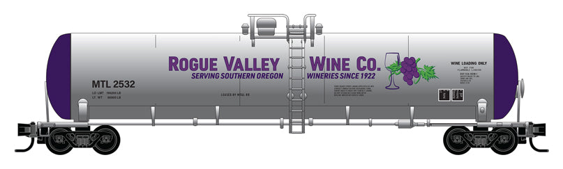 56' General Service Tank Car - Ready to Run -- Rogue Valley Wine MTL #2532 (white, purple)