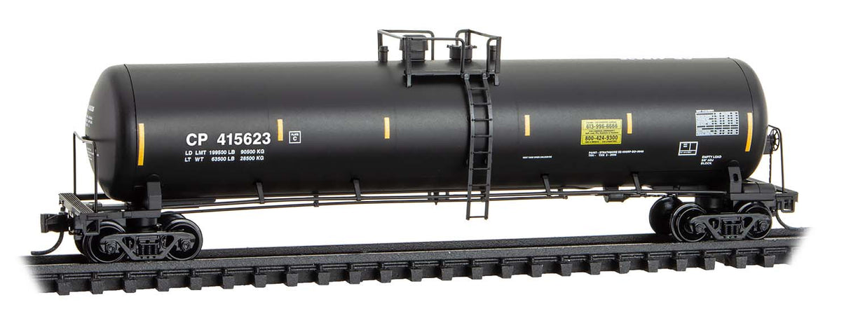 Micro-Trains N 56' General-Service Tank Car - Ready to Run -- Canadian Pacific #415623 (black, yellow conspicuity marks)
