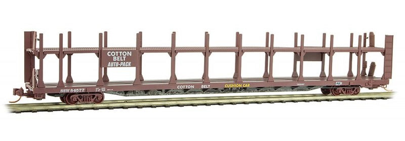 Micro-Trains 89' Bi-Level Open Auto Rack - Ready to Run -- Cotton Belt SSW #84577 (Boxcar Red) - 489-11200550