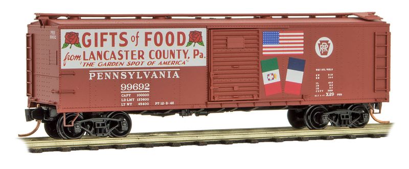Micro-Trains 40' USRA Steel Boxcar - Ready to Run -- Pennsylvania Railroad #99692 (Tuscan, white, Freindship Series Car #4) - 489-12000270