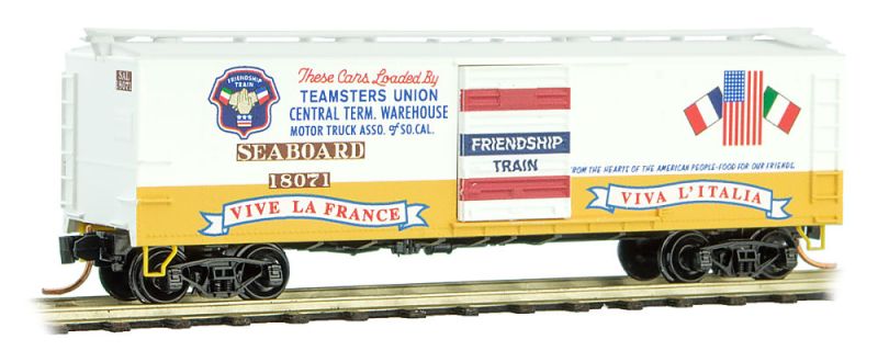 Micro-Trains 40' USRA Steel Boxcar - Ready to Run -- Seaboard Air Line #18071 (white, yellow, Frienship Train Series Car #5) - 489-12000280
