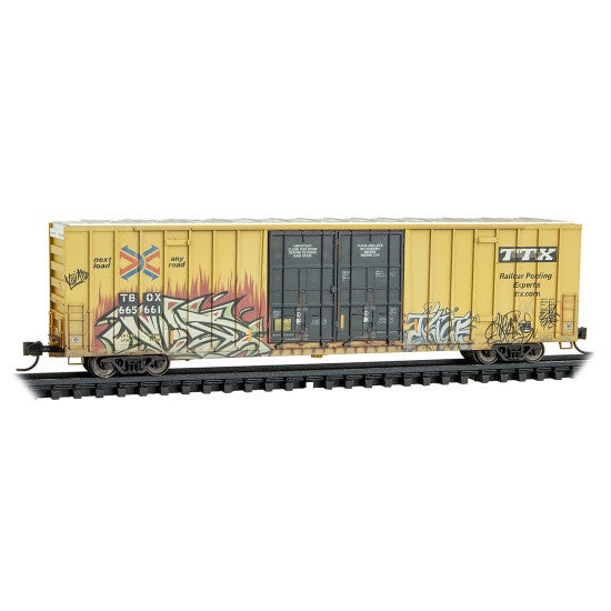 Micro-Trains N-Scale 60' Rib Side Double-Plug Door High-Cube Boxcar w/modified door detail TTX #665661