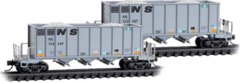 Micro-Trains Ortner 3-Bay Rapid-Discharge Hopper - Ready to Run -- Norfolk Southern #153349 (gray, black) - 489-12500151