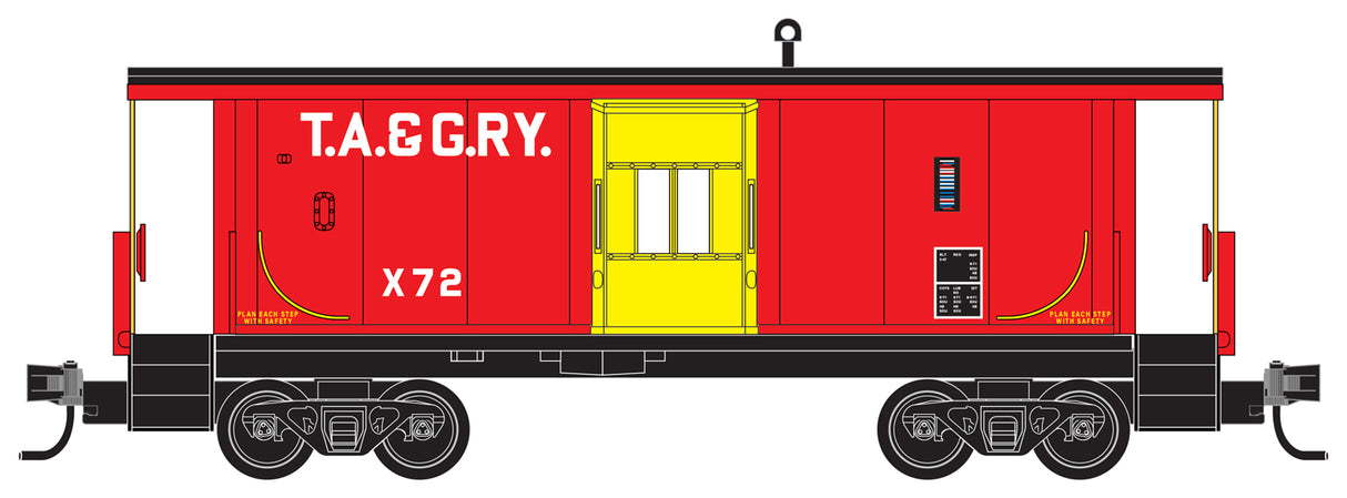 Micro-Trains Steel Bay Window Caboose - Ready to Run -- Tennessee, Alabama & Georgia X72 (red, black, yellow) - 489-13000270