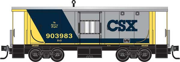 Micro-Trains 130 00 310 N Steel Bay Window Caboose - Ready to Run -- CSX B&O #903983 Spirit of Grafton (gray, blue, yellow)