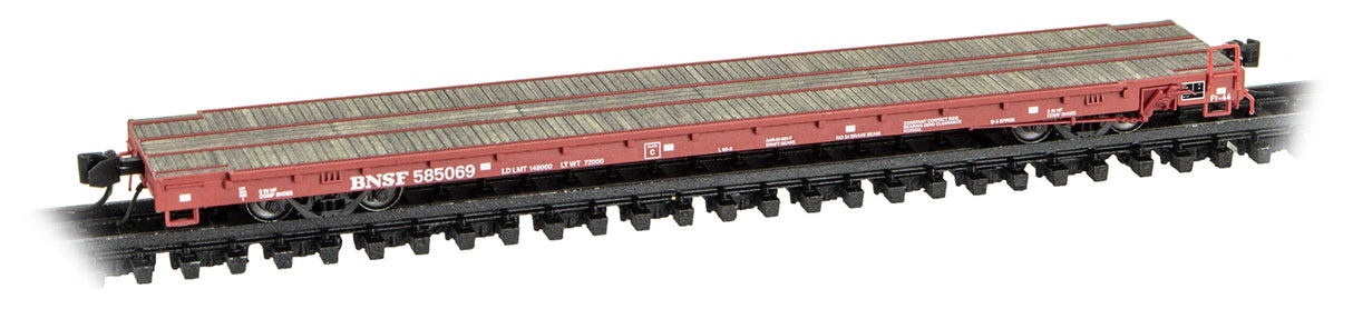 Micro-Trains N Thrall 60' Flatcar - Ready to Run -- Burlington Northern Santa Fe #585069 (Boxcar Red)