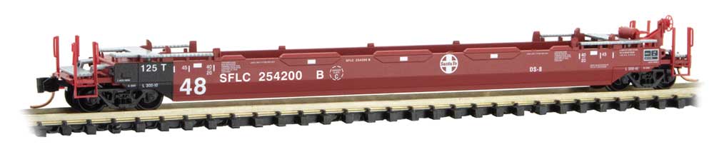 Micro-Trains 70' Husky-Stack Well Car with 48' Well - Ready to Run -- Santa Fe SFLC #254200B (red, black; Circle-Cross Logo) - 489-13500142
