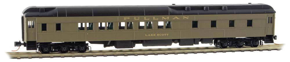 Micro-Trains Pullman Heavyweight 10-1-2 Sleeper - Ready to Run -- Southern Pacific Lake Scott (Pullman Green, black) - 489-14100070