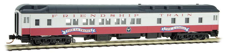 Micro-Trains Pullman Heavyweight 10-1-2 Sleeper - Ready to Run -- Friendship Train (white, red, black, Friendship Train Series Car #1) - 489-14100300