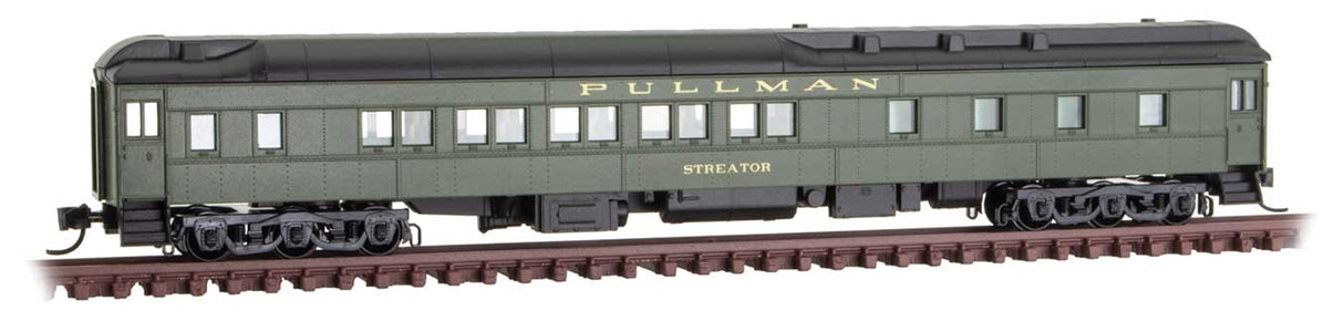 Micro-Trains Pullman Heavyweight 10-1-2 Sleeper - Ready to Run -- Union Pacific "Streator" (Pullman Green, black) - 489-14100420