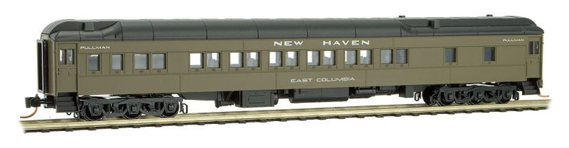 Micro-Trains Pullman Plan #3410 Heavyweight 12-1 Sleeper - Ready to Run -- New Haven East Columbia (Pullman Green, black) - 489-14200100