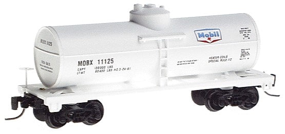 Micro-Trains 39' Single Dome Tank Car w/Magne-Matic Couplers -- Mobil Oil #11125 (white w/black lettering) - 489-144102