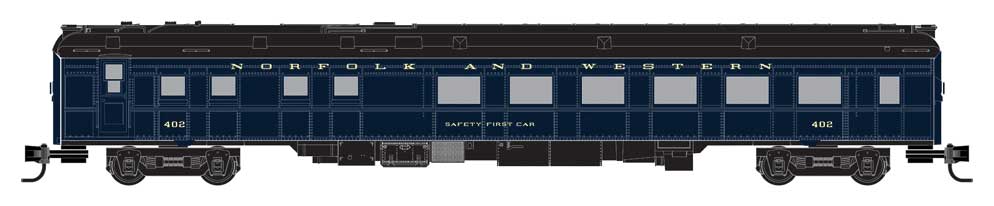 80' Heavyweight Diner - Ready to Run -- Norfolk & Western #402 (Safety-First Car, blue, black)