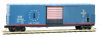 Micro-Trains 50' Boxcar w/10' Door, No Roofwalk, Short Ladders - Ready to Run -- Boston & Maine #77039 (Bicentennial Scheme; blue, white, red) - 489-18000050