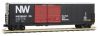 Micro-Trains 50' Double-Door Boxcar, 8' Doors, No Roofwalk, Short Ladders - Ready to Run -- Norfolk & Western 286901 (black, Boxcar Red Doors, NW Logo) - 489-18200060