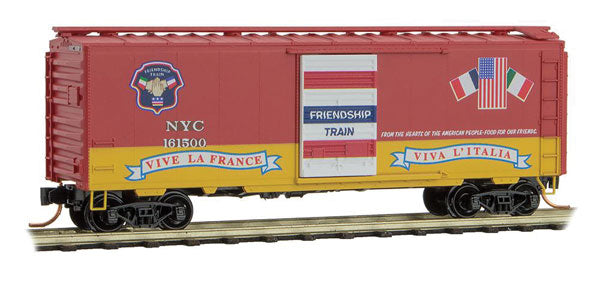 Micro-Trains N-Scale 40' Single-Door Boxcar - Ready to Run -- New York Central #161500 (red, yellow, Friendship Series #2) - 489-2000007