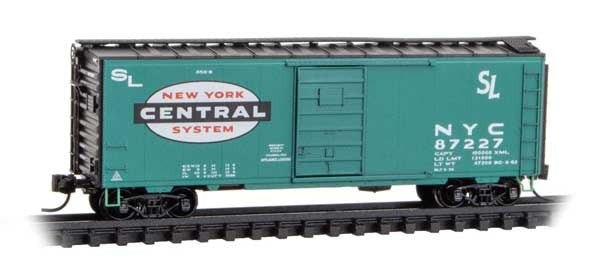 Micro-Trains 020 00 437 N 40' Single-Door Boxcar - Ready to Run -- New York Central #87227 (Jade Green, black, white, Large Cigar Band Logo)