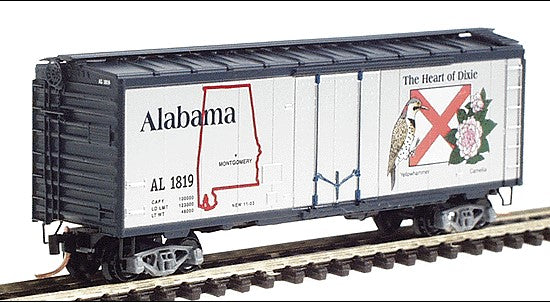 Micro-Trains 50 State Car Series 40' Plug-Door Boxcar (Aluminum, dark blue) -- Alabama #1819 - #8 in Series - 489-21372