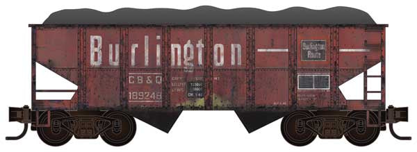 USRA 55-Ton 2-Bay Open Hopper - Kit -- Chicago, Burlington & Quincy #189248 (Weathered, red, white)