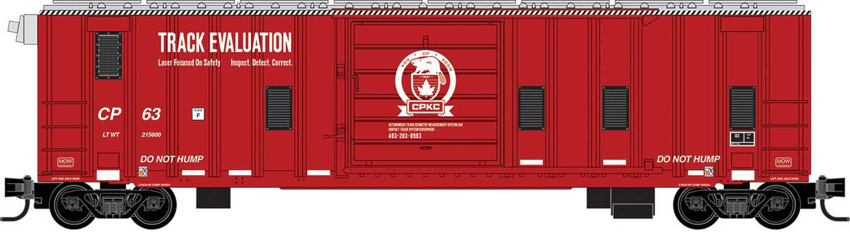 Micro-Trains 025 00 366 N 50' Rib-Side Track Inspection Car, No Roofwalk - Ready to Run -- Canadian Pacific Kansas City CPKC CP #63 (red, silver, white)