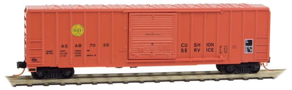 Micro-Trains 50' Rib-Side Single-Door Boxcar No Roofwalk - Ready to Run -- Atlanta & St. Andrews Bay #7035 (orange, yellow, Per Diem Series #5) - 489-2500920