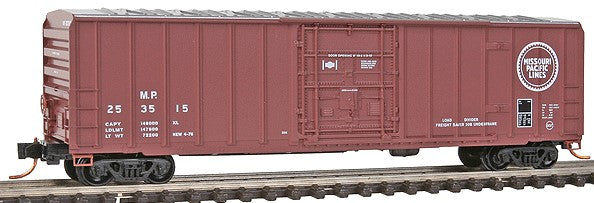 Micro-Trains 50' Rib-Side Plug-Door Boxcar No Roofwalk - Ready to Run -- Missouri Pacific #253515 (Boxcar Red, Buzz Saw Logo) - 489-2700140