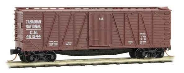 Micro-Trains 40' Outside-Braced Single-Door Boxcar - Ready to Run -- Canadian National 461244 (Boxcar Red) - 489-2800240