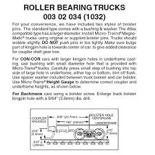 Micro-Trains N Scale Roller-Bearing Trucks -- With Long Extended Couplers 1 Pair