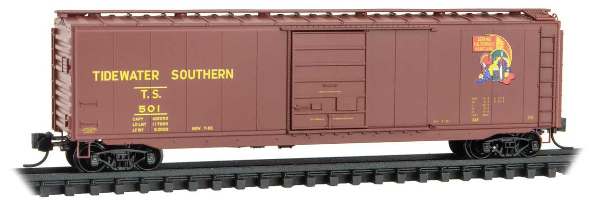Micro-Trains 50' Single-Door Boxcar - Ready to Run -- Tidewater Southern #501 (Boxcar Red, yellow, Cornucopia Logo) - 489-3100570
