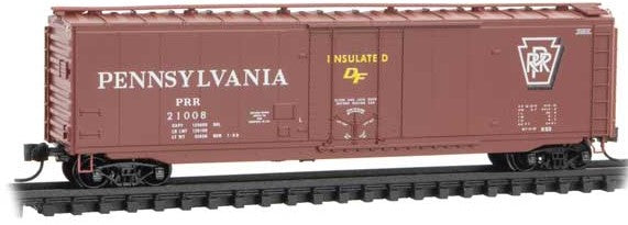 Micro-Trains 50' Plug-Door Boxcar - Ready to Run -- Pennsylvania Railroad #21008 (Tuscan, Shadow Keystone) - 489-3200461